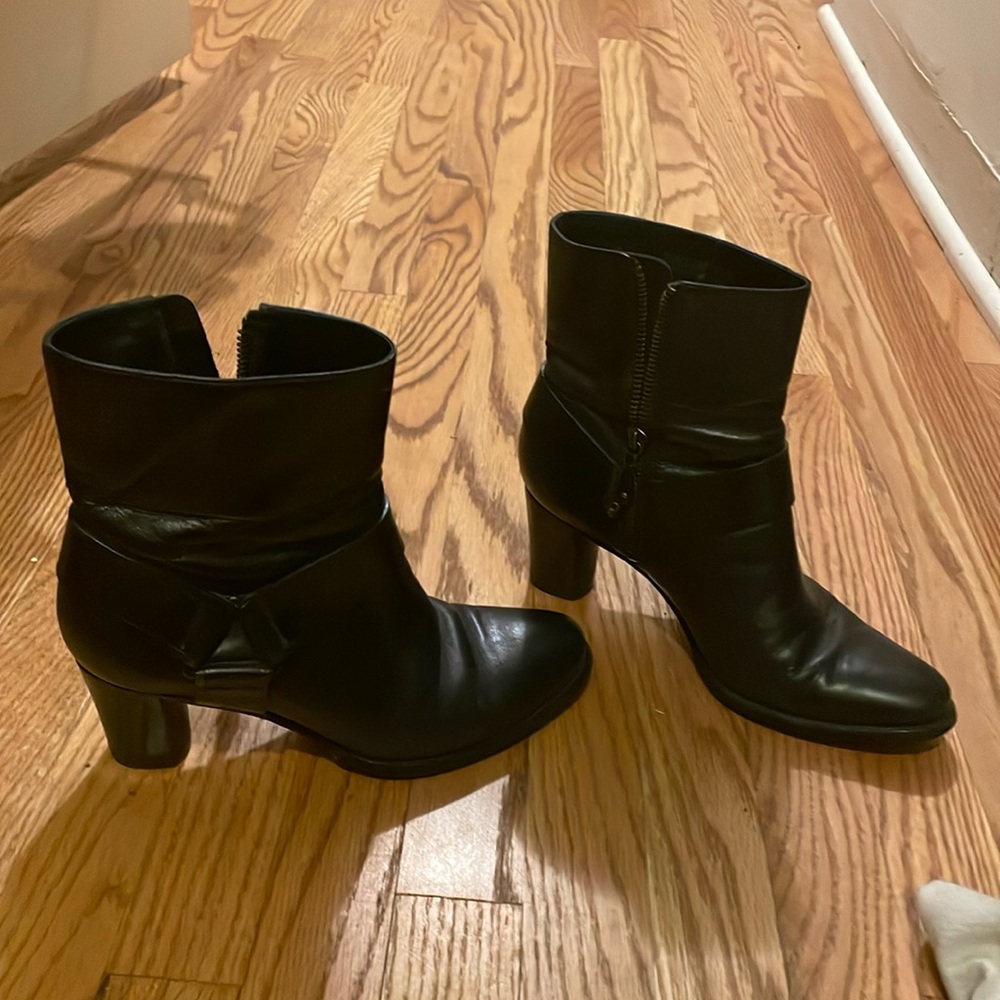 Cole Haan Short black zip up boots.